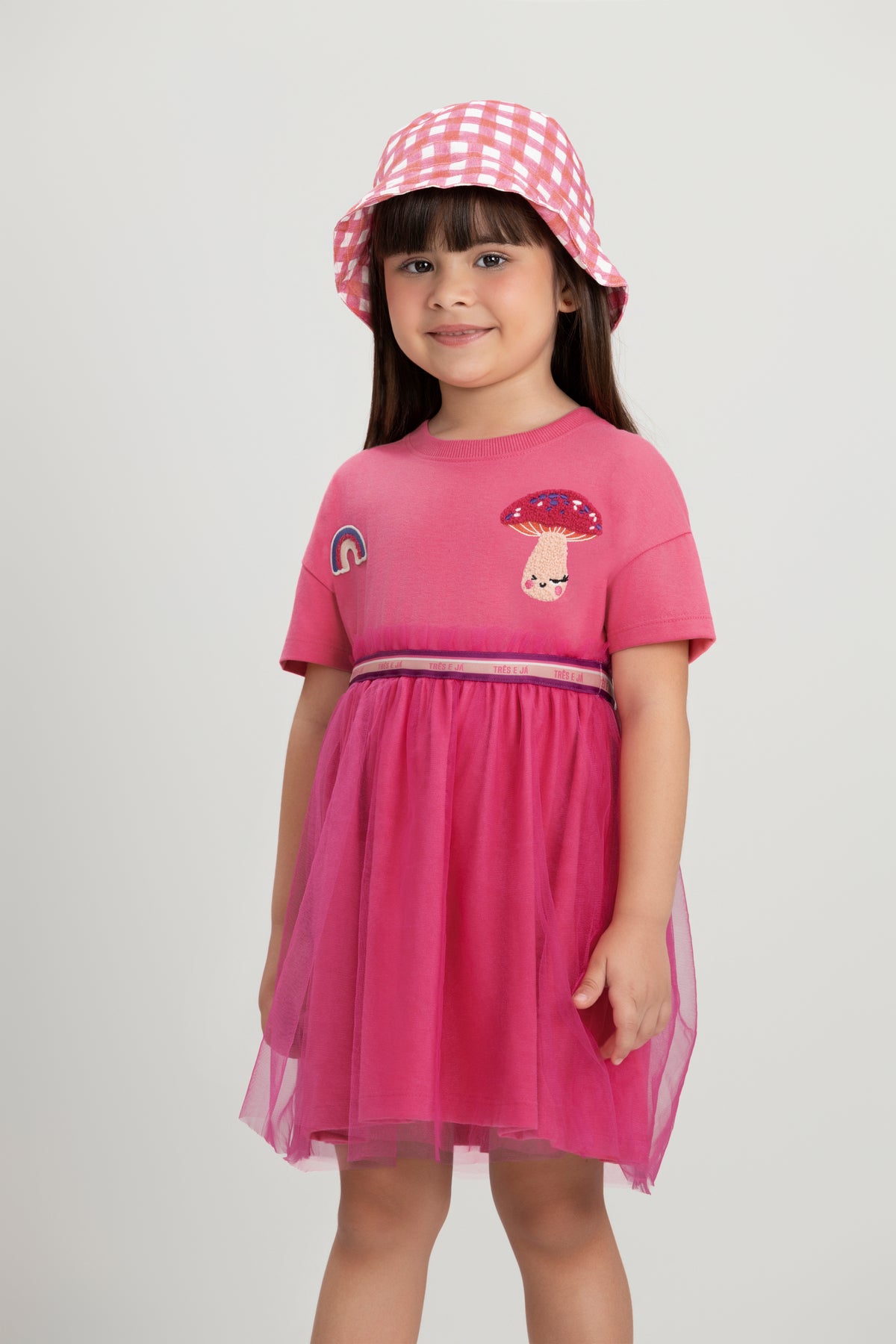 Vestido Manga Curta Infantil Pink | Lili Picolé