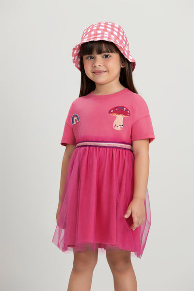 Vestido Manga Curta Infantil Pink | Lili Picolé
