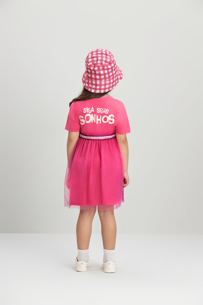 Vestido Manga Curta Infantil Pink | Lili Picolé