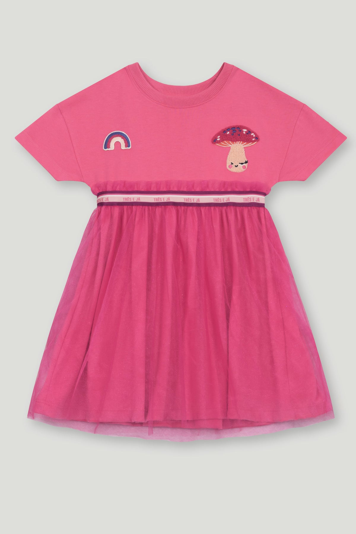 Vestido Manga Curta Infantil Pink | Lili Picolé