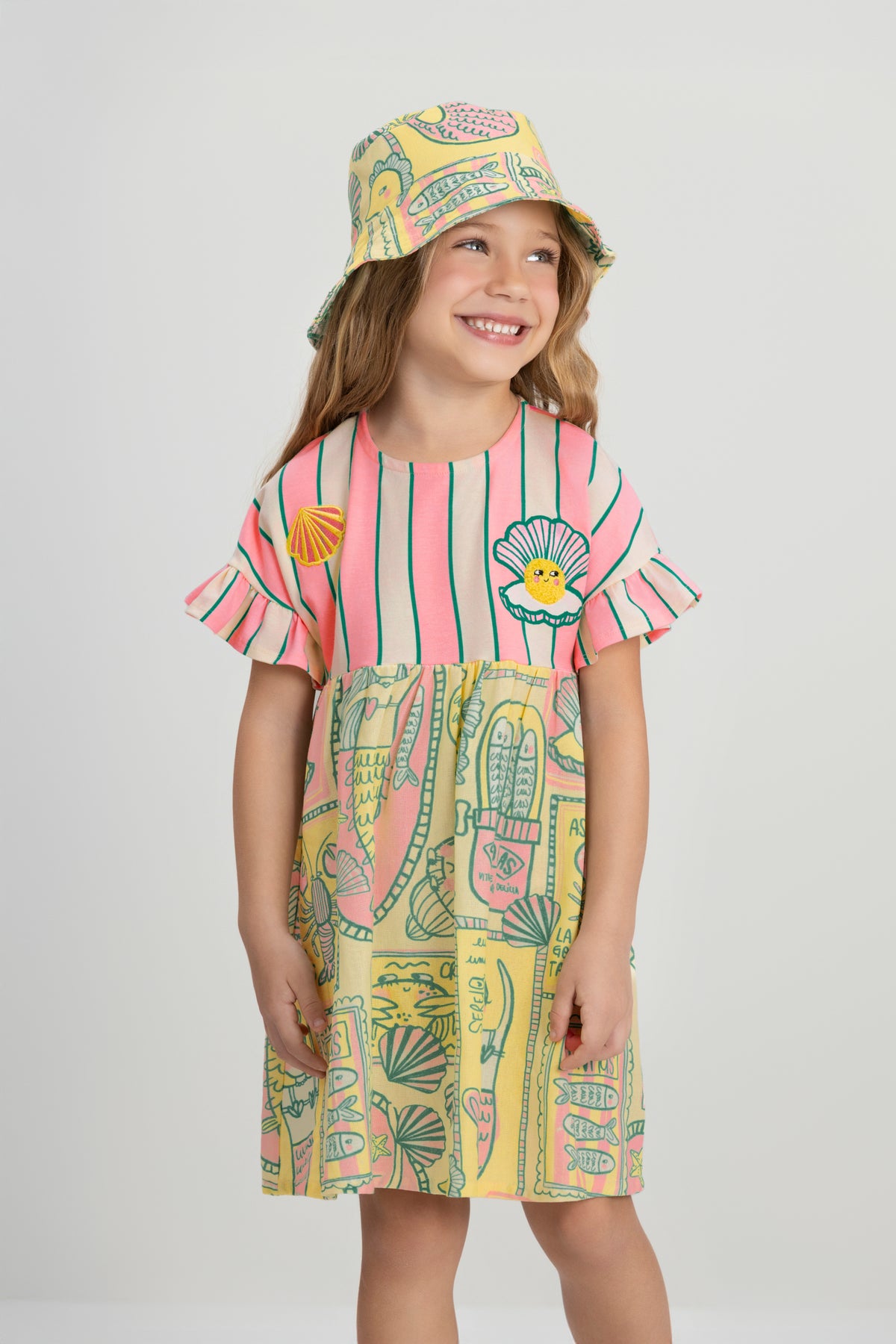 Vestido Manga Curta Infantil Sereia | Lili Picolé