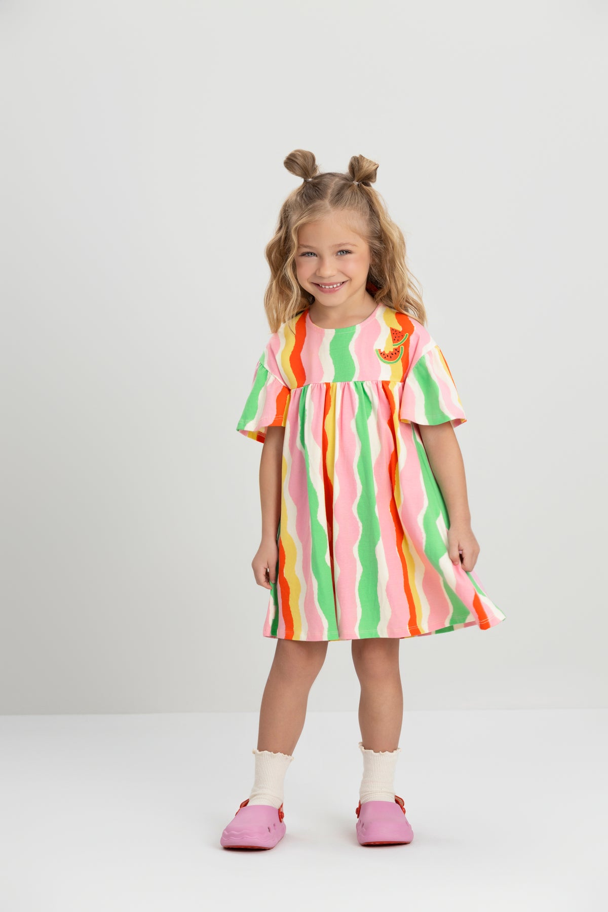 Vestido Manga Curta Infantil Melancia | Lili Picolé