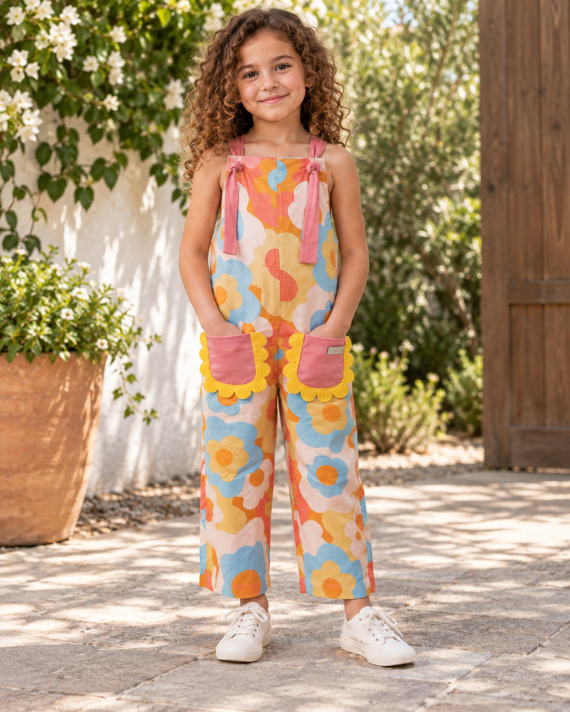 Jardineira Infantil Floral Alça Rose | Lili Picolé