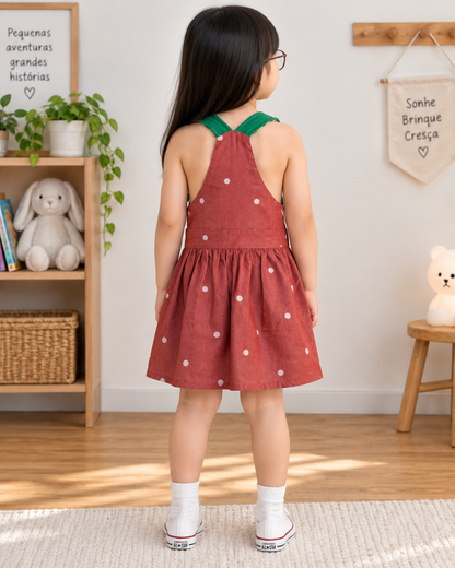 Vestido Dupla Face Tule e Morango | Lili Picolé
