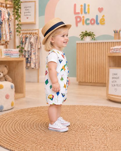 Macacão Infantil Pipa Branco | Lili Picolé