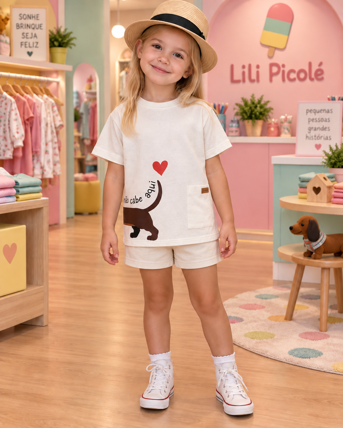 Camiseta Infantil Pet com Bolso Frontal | Lili Picolé