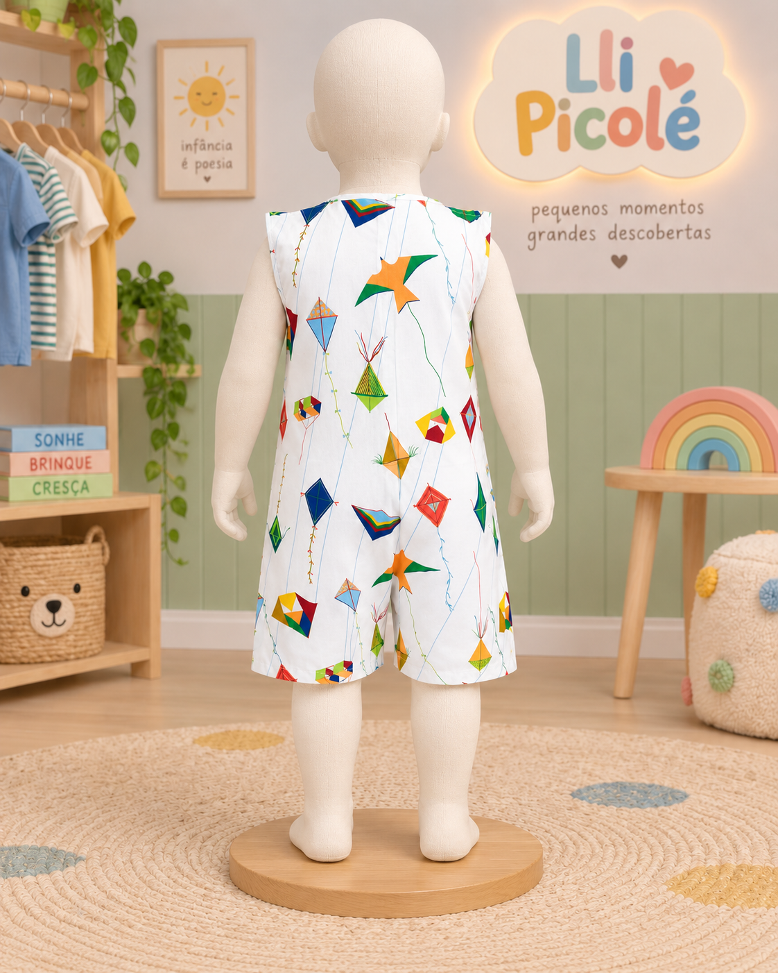 Macacão Infantil Pipa Branco | Lili Picolé