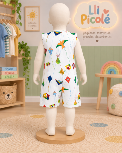 Macacão Infantil Pipa Branco | Lili Picolé