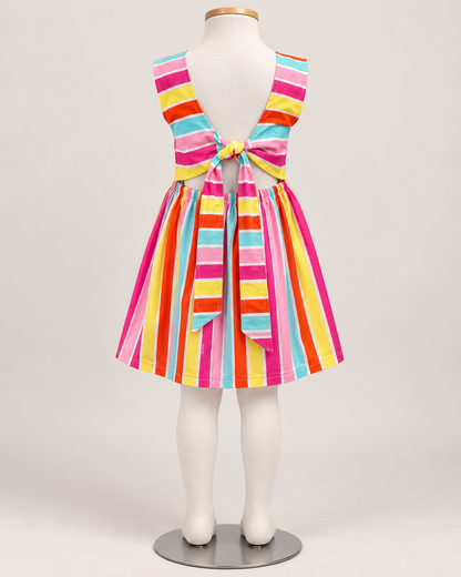 Vestido Infantil Listrado Laçarote | Lili Picolé