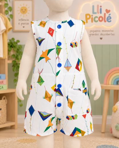 Macacão Infantil Pipa Branco | Lili Picolé