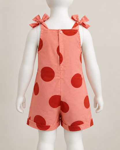 Macacão Infantil Bolotas Coração Vermelho | Lili Picolé