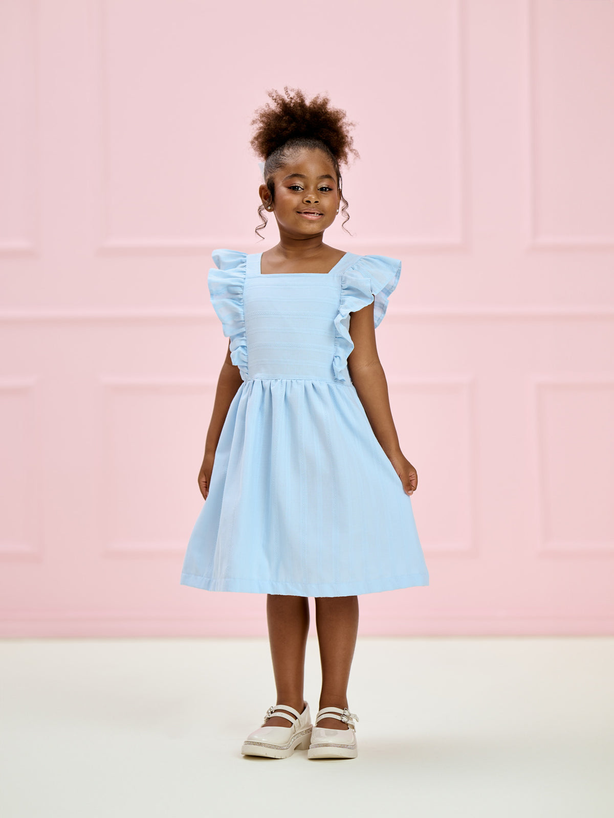 Vestido Infantil Azul Céu Babados | Lili Picolé