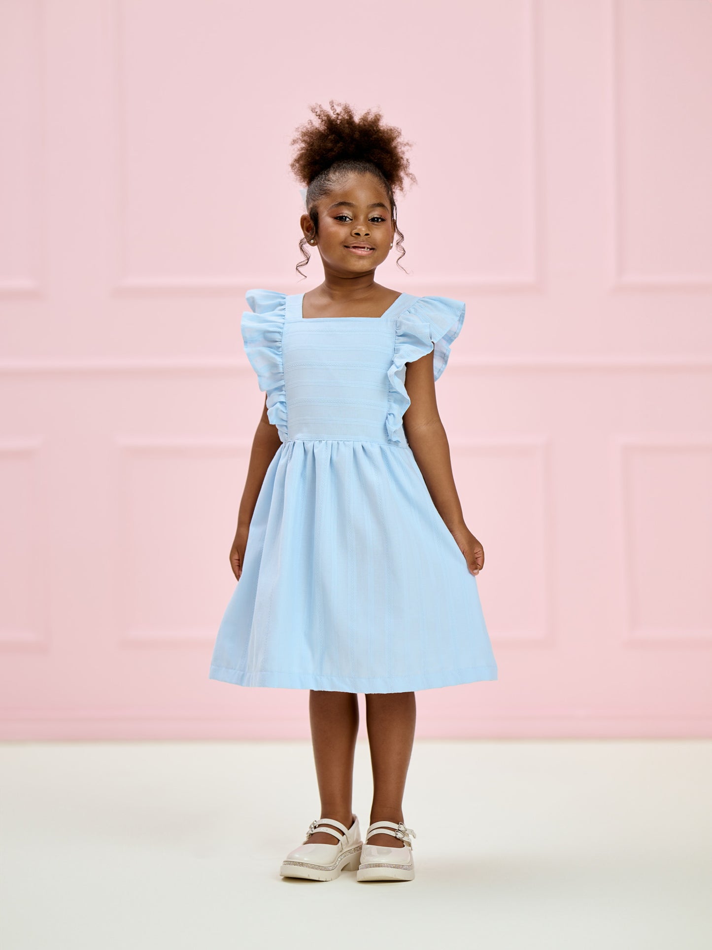 Vestido Infantil Azul Céu Babados | Lili Picolé