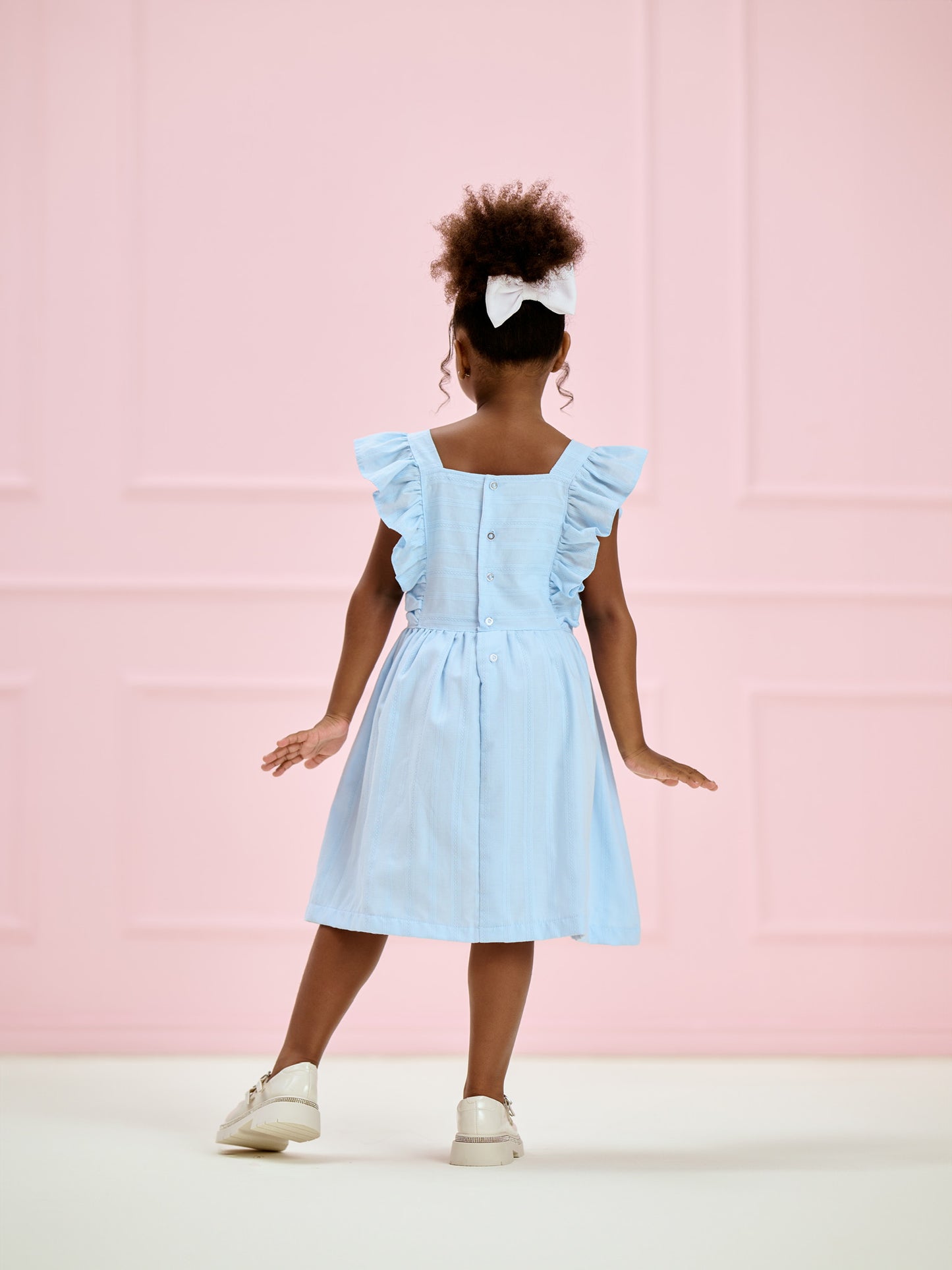 Vestido Infantil Azul Céu Babados | Lili Picolé