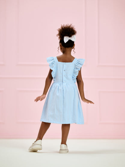 Vestido Infantil Azul Céu Babados | Lili Picolé