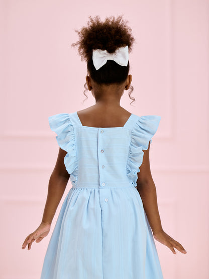Vestido Infantil Azul Céu Babados | Lili Picolé
