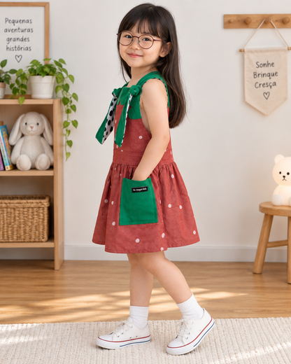 Vestido Dupla Face Tule e Morango | Lili Picolé