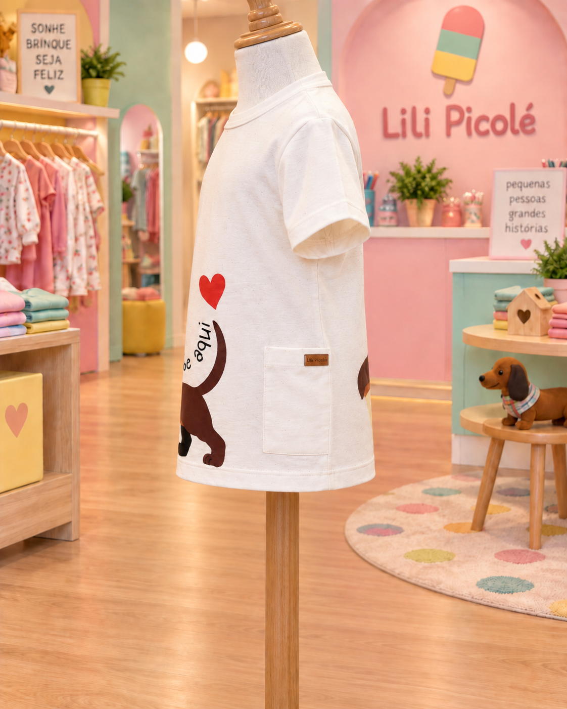 Camiseta Infantil Pet com Bolso Frontal | Lili Picolé