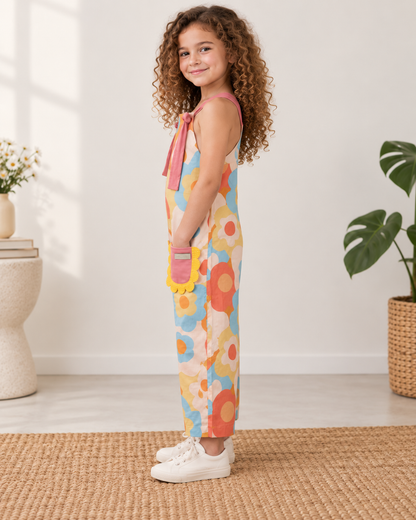 Jardineira Infantil Floral Alça Rose | Lili Picolé