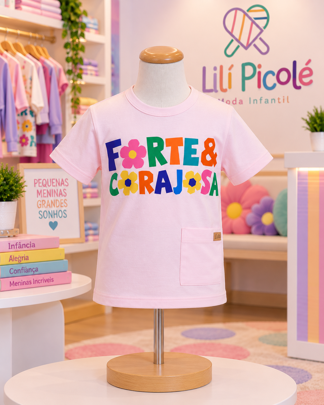 Camiseta Infantil Rosa | Lili Picolé
