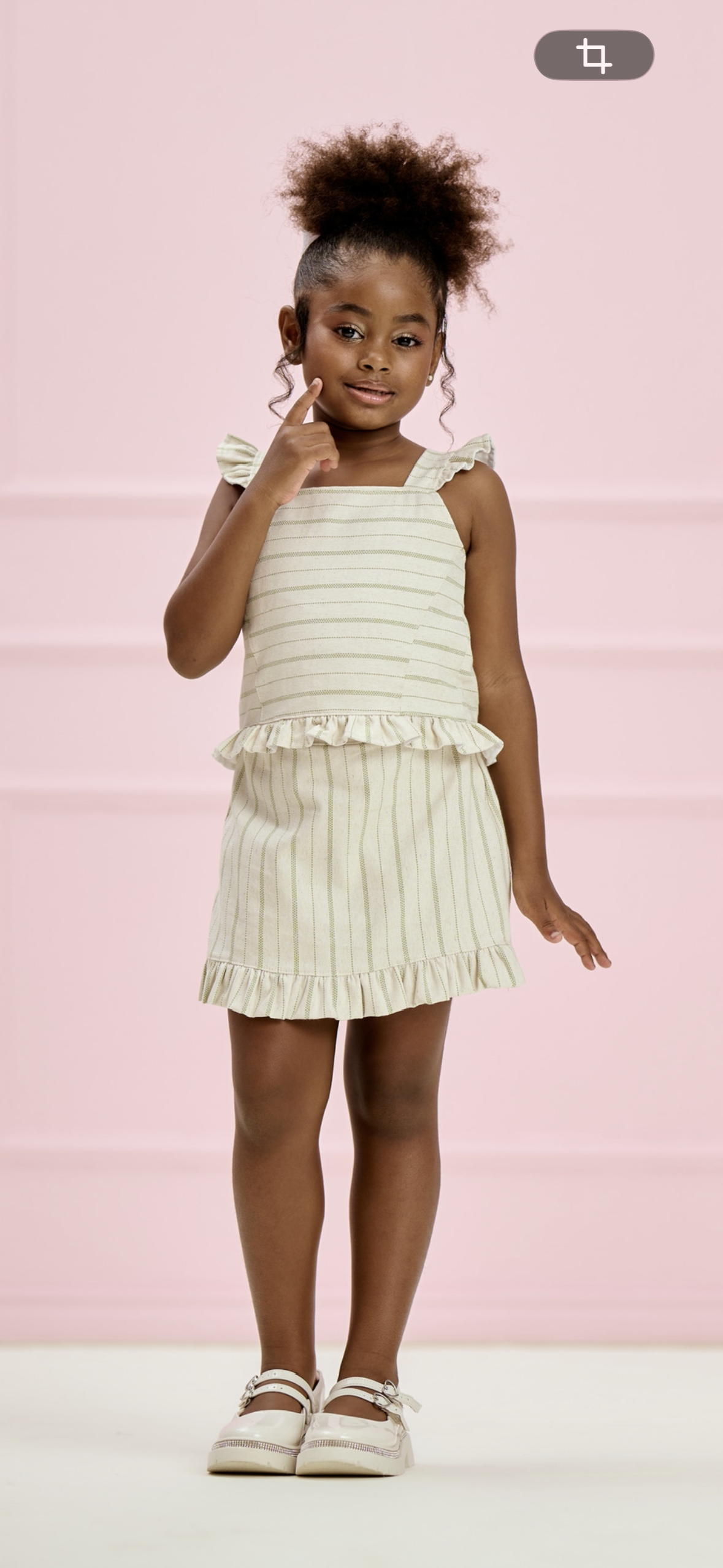 Conjunto Infantil Listrado Verde Shorts-Saia | Lili Picolé
