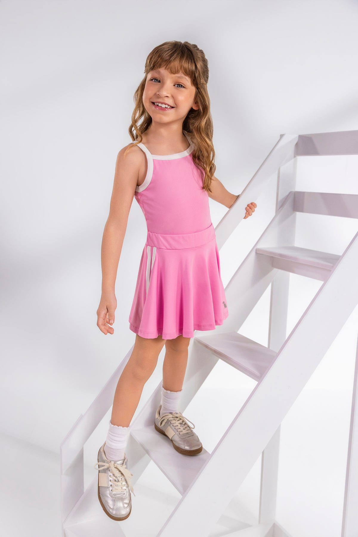 Conjunto Infantil Fitness Blusa e Saia-Short Rosa | Lili Picolé
