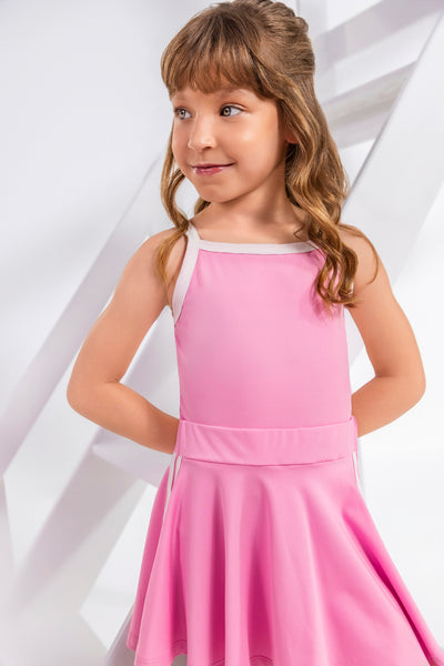 Conjunto Infantil Fitness Blusa e Saia-Short Rosa | Lili Picolé