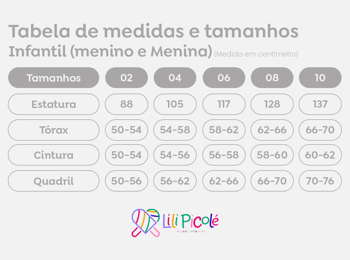 Tabela de Medidas