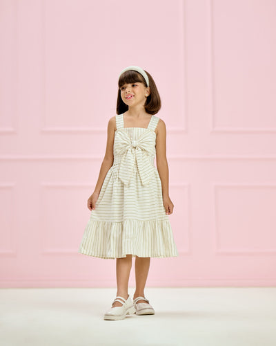 Vestido Infantil Listrado com Laço Frontal | Lili Picolé