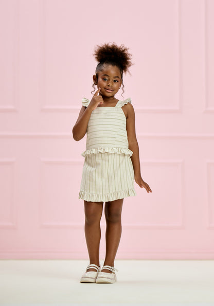Conjunto Infantil Listrado Verde Shorts-Saia | Lili Picolé