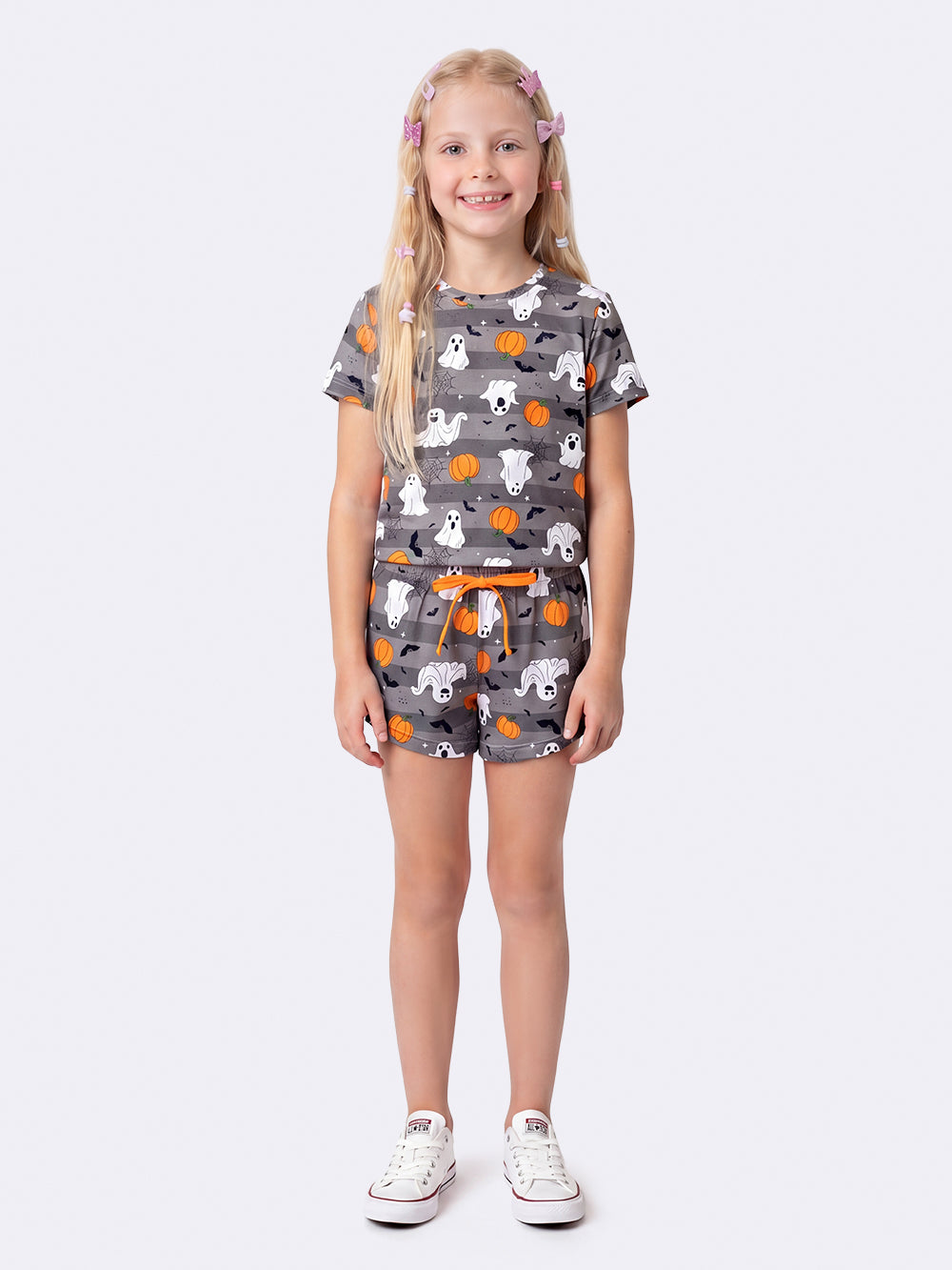Pijama Infantil Halloween Blusa e Short Menina, frente