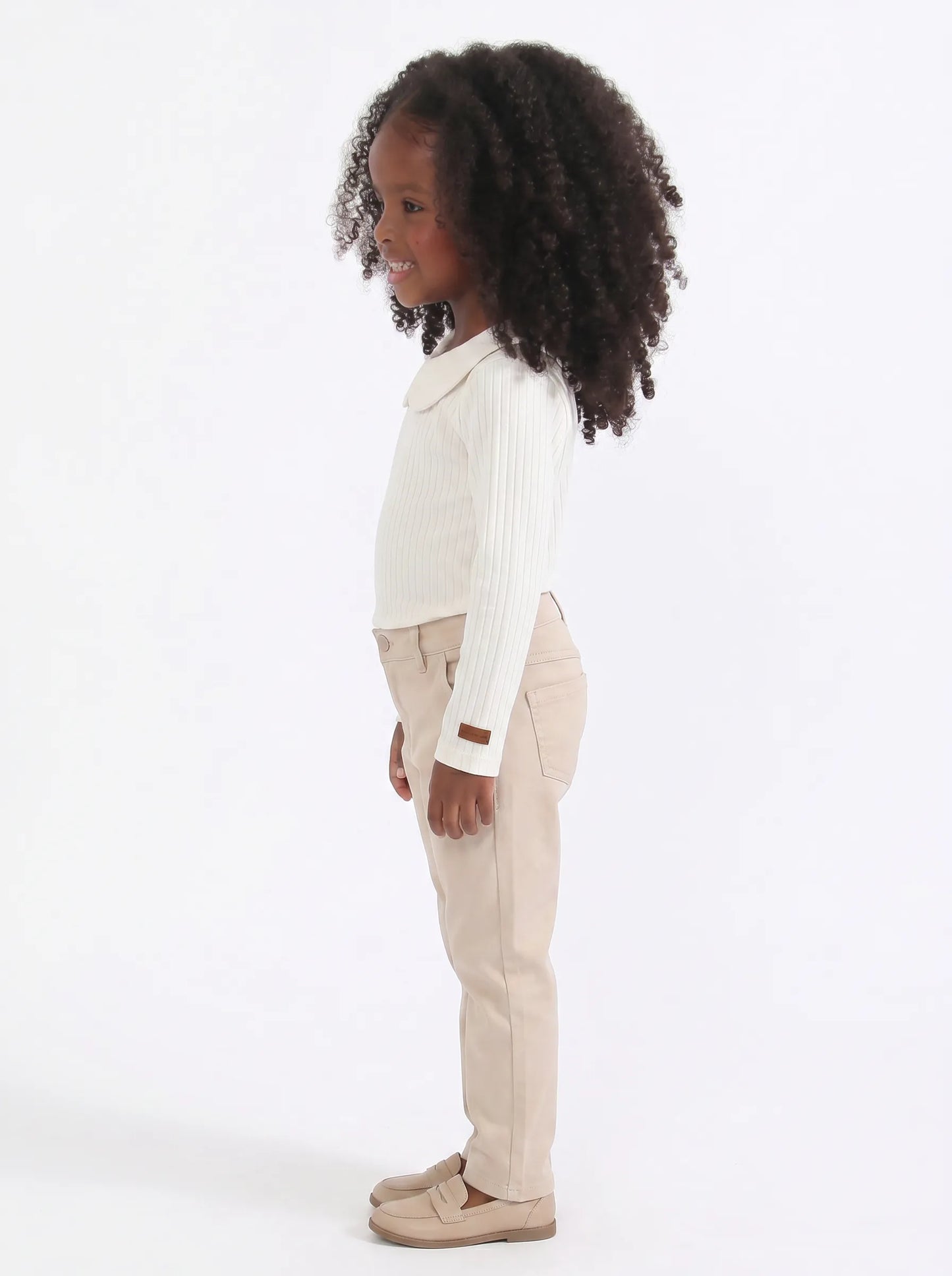 Blusa Infantil Canelada Gola Peter Pan Off White | Lili Picolé