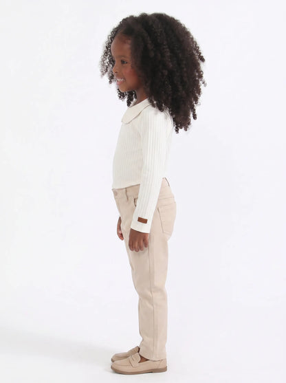 Blusa Infantil Canelada Gola Peter Pan Off White | Lili Picolé